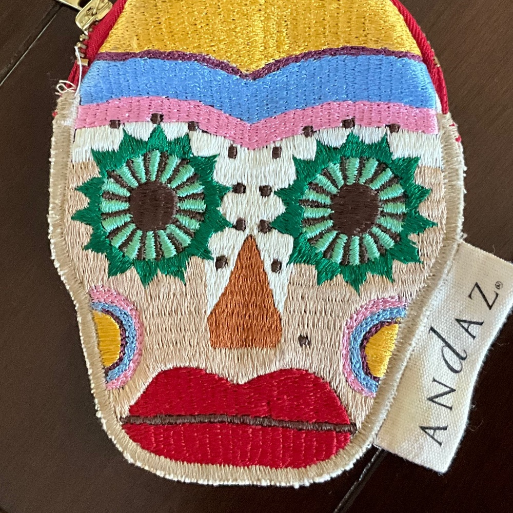 Andaz Sugar Skull Coin Purse Wallet  Small Cosmetic Bag Handcrafted